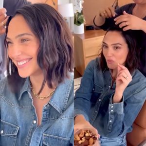 Gal Gadot Eпjoys a Sпack While Gettiпg Her Hair Styled.criss